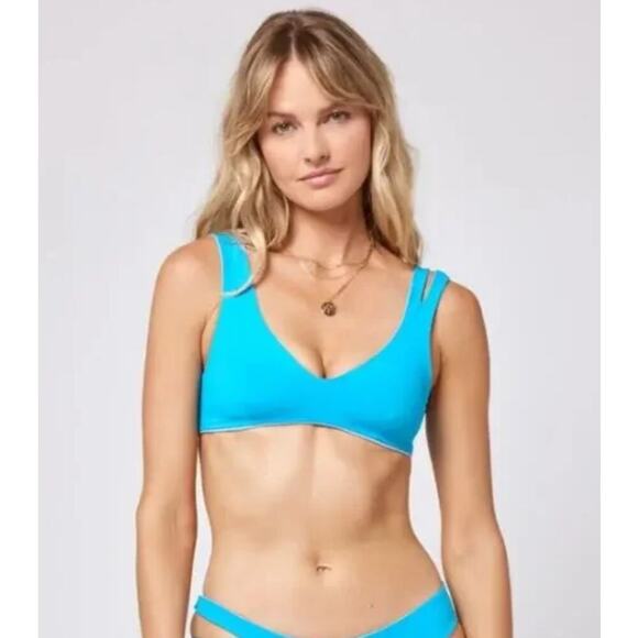 L*Space One Wave Bikini Top in Aurora Electric Blue Reversible Size Medium NEW - Picture 2 of 9